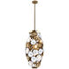 Damask 20 Light 16 inch White and Vintage Brass Large Foyer Ceiling Light, Large