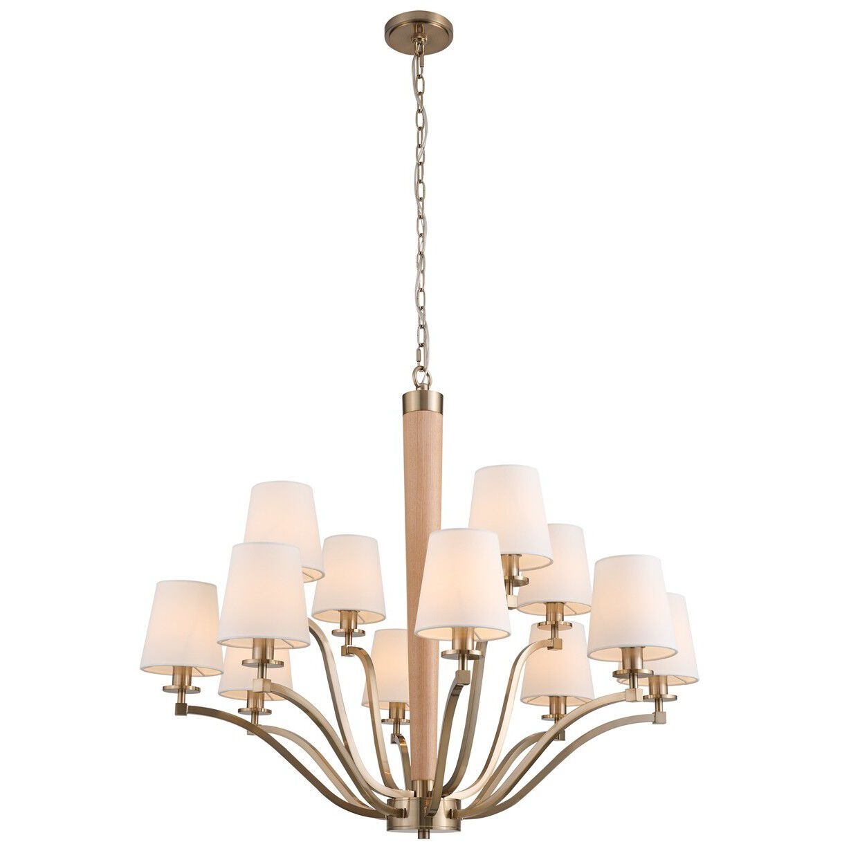 Curva 12 Light 36 inch Brushed Champagne Gold Chandelier Ceiling Light