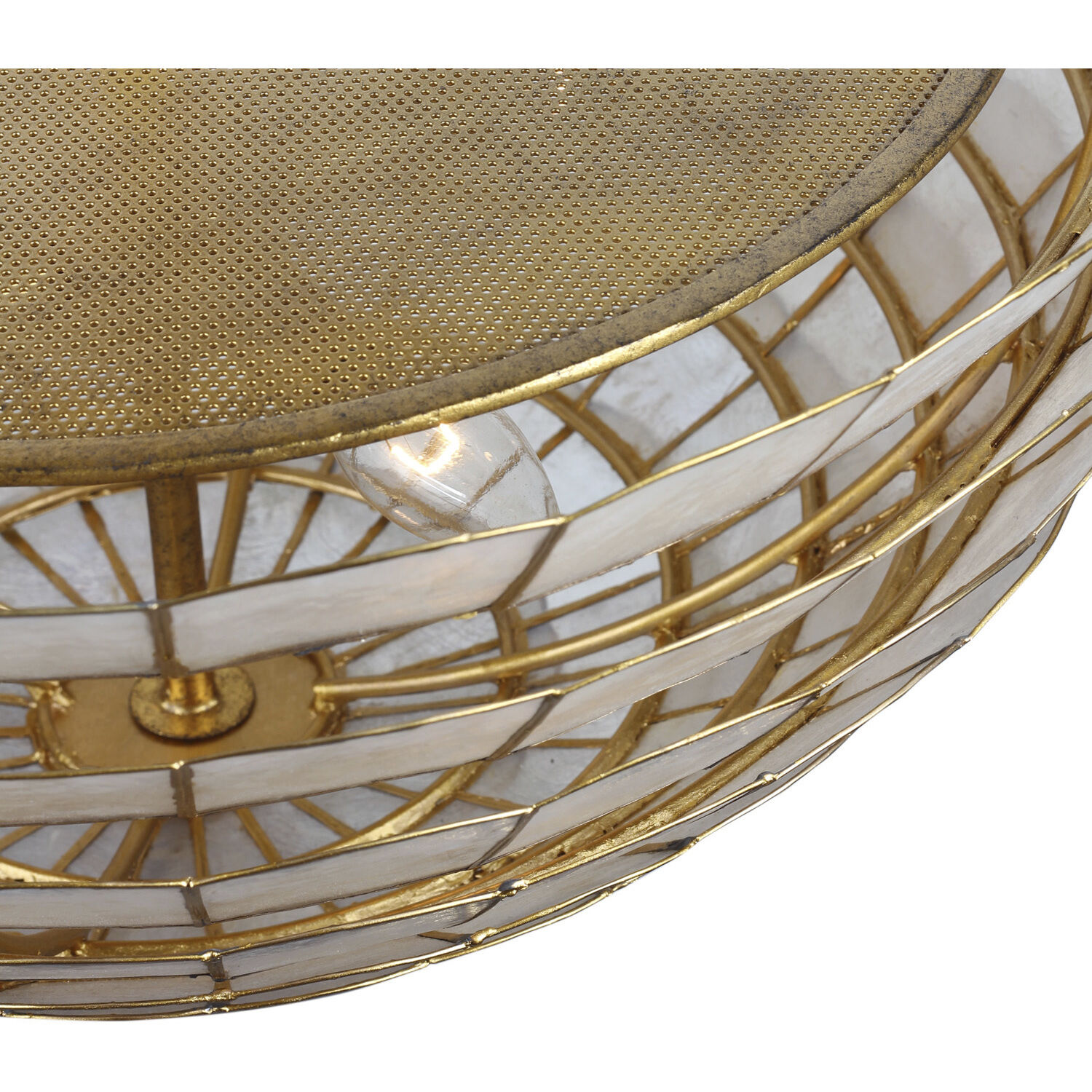 Samal 4 Light 20 inch Oxidized Gold Leaf Convertible Pendant Ceiling Light