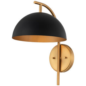 Marcel 1 Light 9 inch Matte Black with New Brass Wall Sconce Wall Light