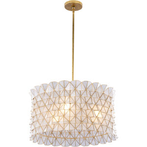 Flair 3 Light 22 inch Oxidized Gold Leaf Pendant Ceiling Light