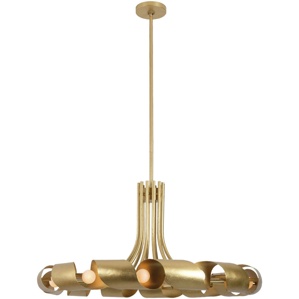 Ribbon 12 Light 36 inch Bright Gold Leaf Pendant Ceiling Light