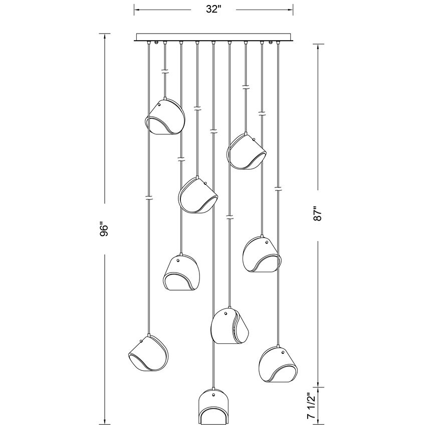 Pallina 9 Light 32 inch Winter Brass Chandelier Ceiling Light in Clear