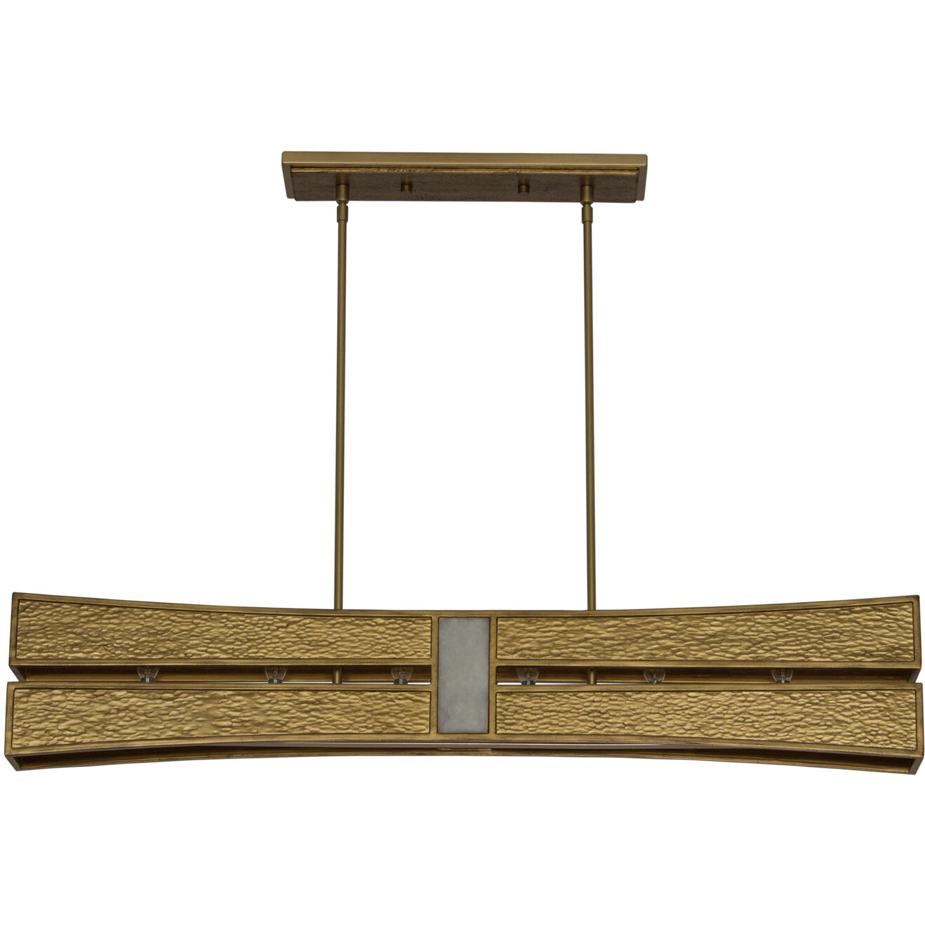 Dos 6 Light 4 inch Rustic Gold and Brushed Gold Linear Pendant Ceiling Light