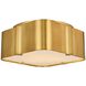 Lotus 3 Light 14 inch Winter Brass Flush Mount Ceiling Light