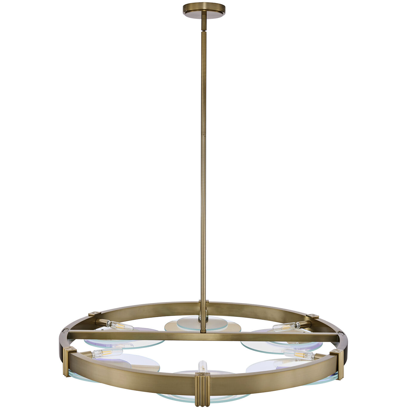 Optics 6 Light 36 inch Winter Brass Chandelier Ceiling Light