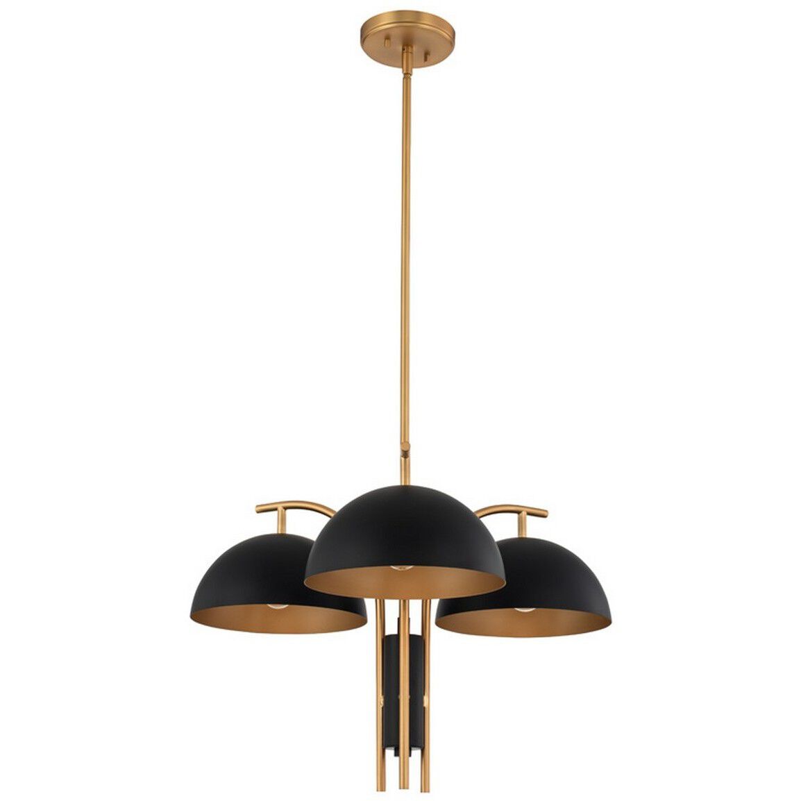 Marcel 3 Light 24 inch Matte Black with New Brass Chandelier Ceiling Light
