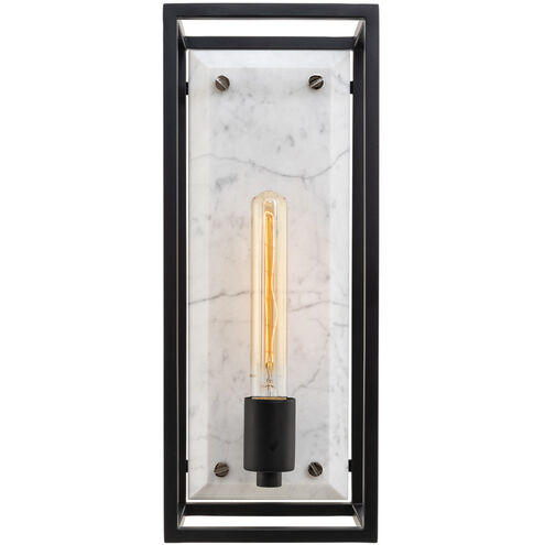 Plaza 1 Light 6 inch Matte Black with Polished Nickel Wall Sconce Wall Light