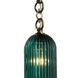 Verde 1 Light 4 inch Satin Brass Mini Pendant Ceiling Light in Fluted Green Glass