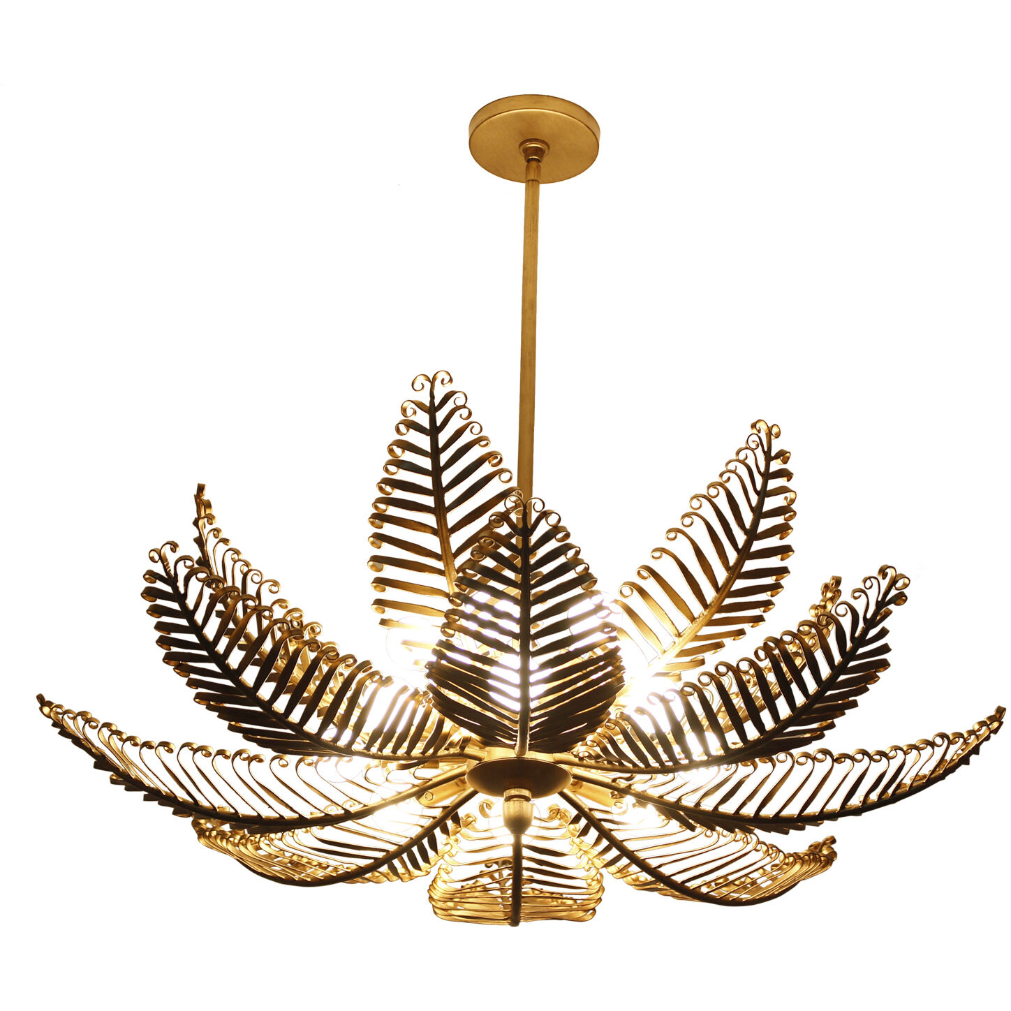 Fern 14 Light 36 inch Modern Gold Chandelier Ceiling Light