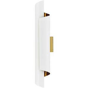 Piaga Wall Sconce Wall Light in Matte White and Polished Brass