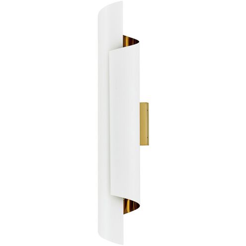 Piaga Wall Sconce Wall Light in Matte White and Polished Brass
