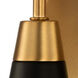 Ponti 2 Light 8 inch Matte Black with New Brass Bath Vanity Light Wall Light