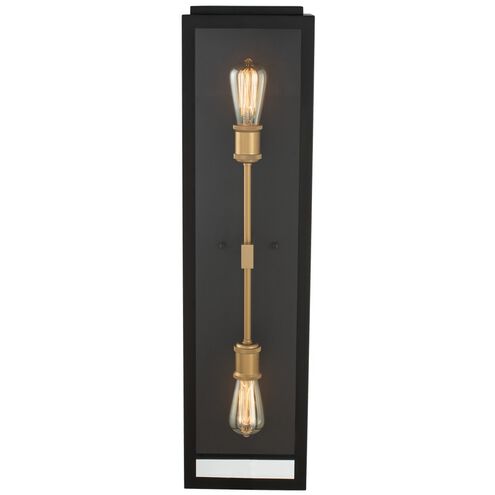 Ashland 2 Light 31 inch Matte Black with Sanded Gold Outdoor Wall Sconce