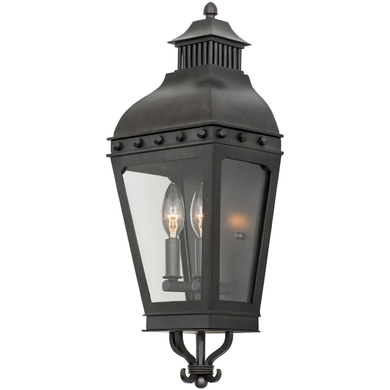Winchester Outdoor 2 Light 8 inch Aged Iron Wall Pocket Wall Light