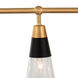 Ponti 6 Light 30 inch Matte Black with New Brass Bath Vanity Light Wall Light