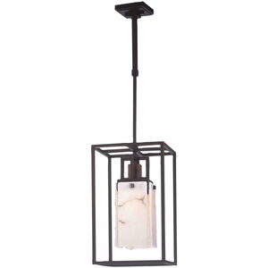Bedford 1 Light 12 inch Antique Copper Pendant Ceiling Light in Alabaster, Solid Cherry