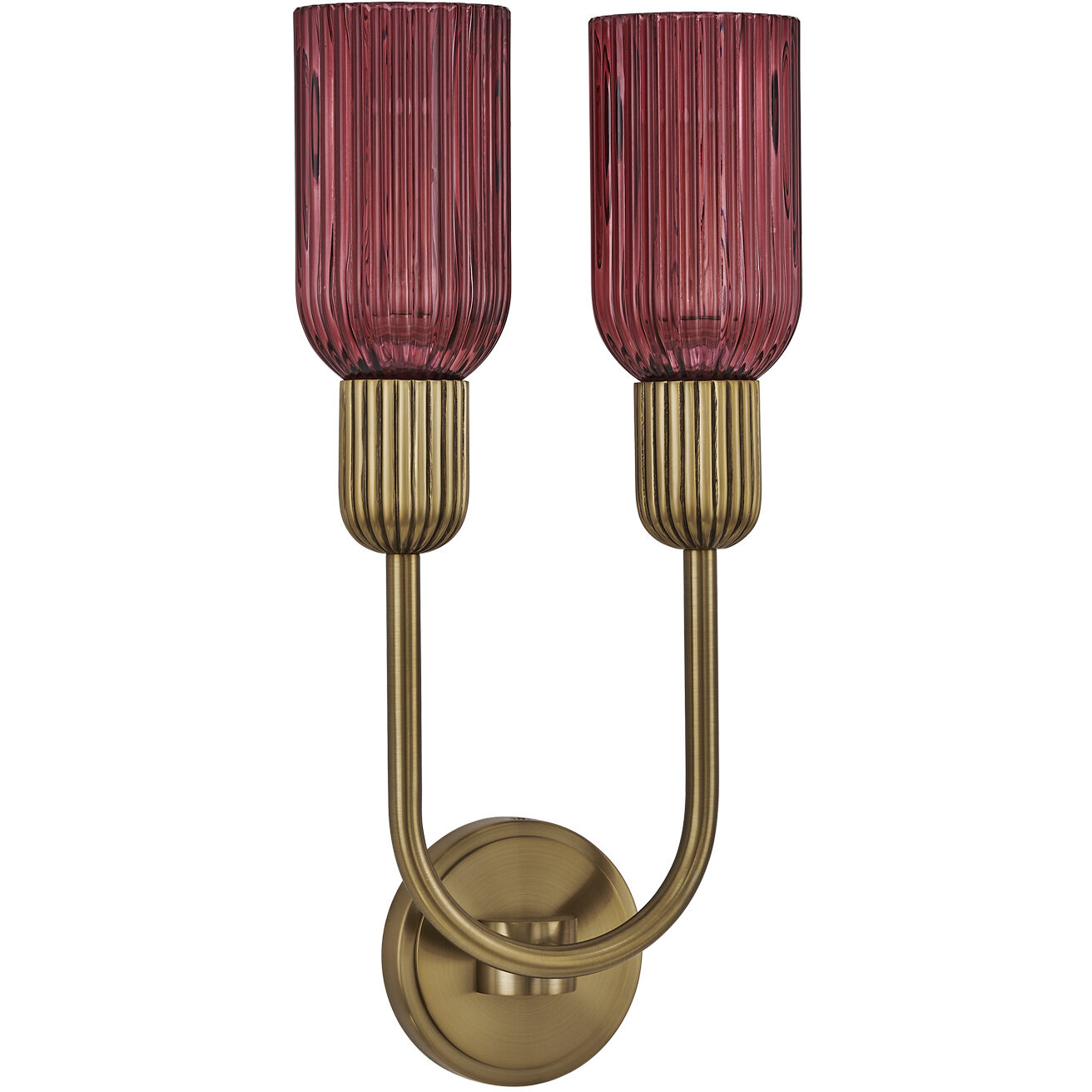 Verde 2 Light 10 inch Satin Brass Wall Sconce Wall Light in Magenta