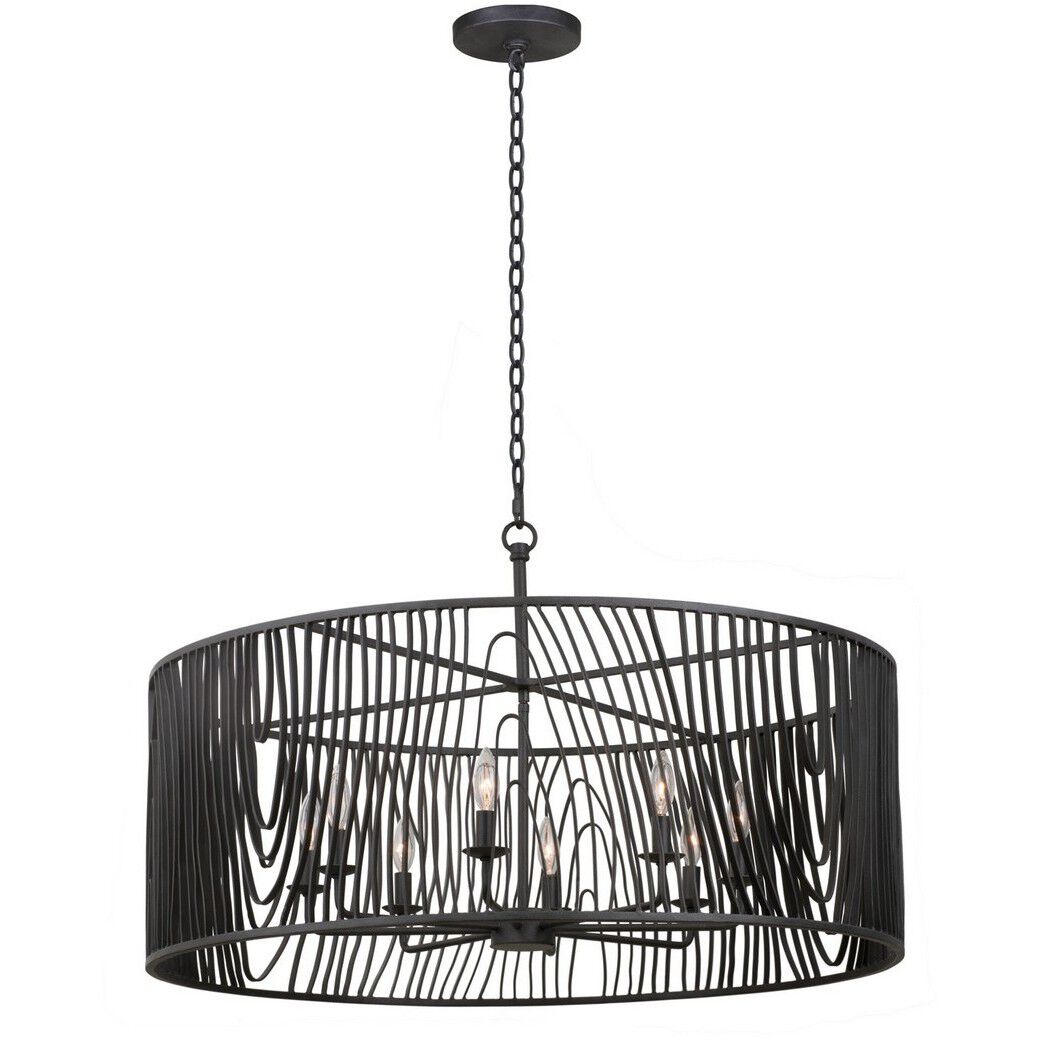 Morre 8 Light 36 inch Black Iron Pendant Foyer Ceiling Light