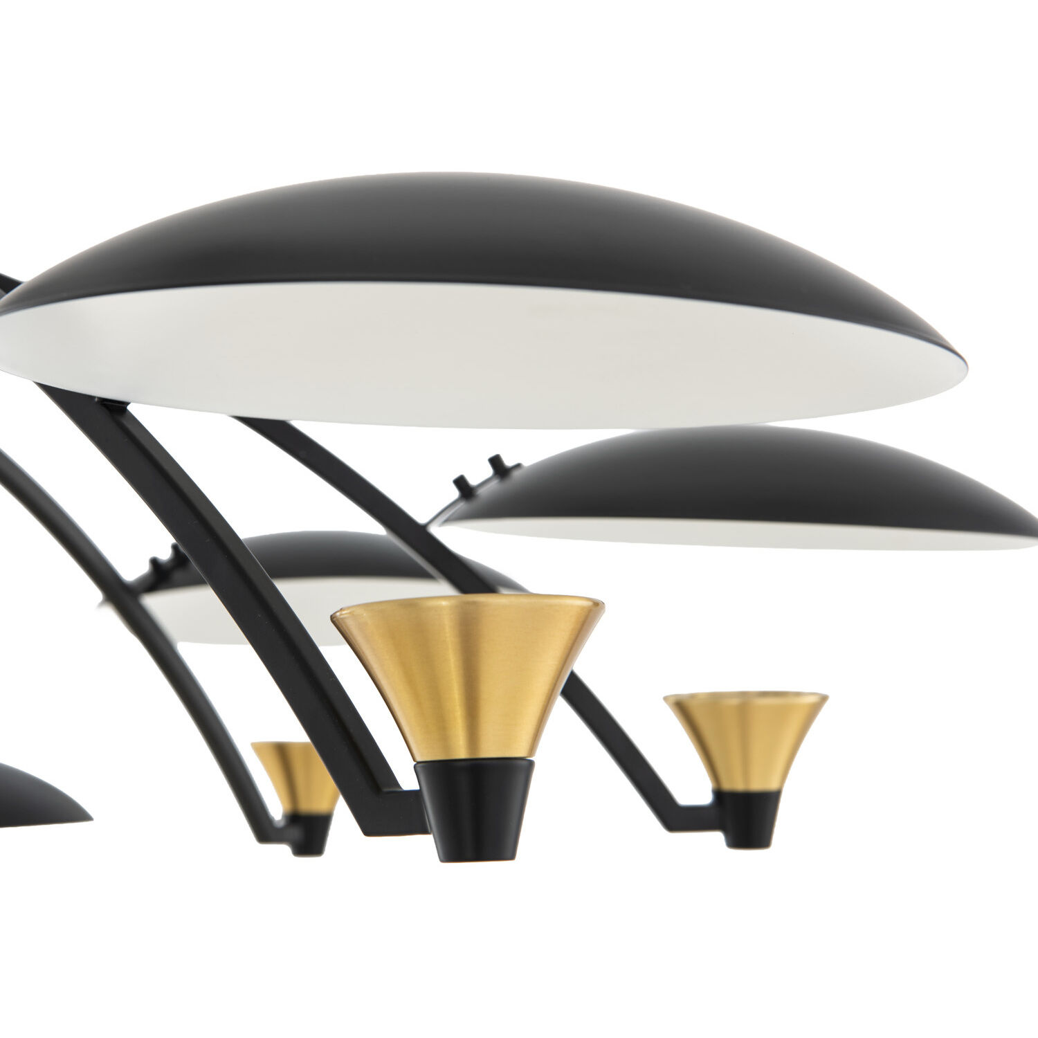 Redding LED 45 inch Matte Black with White and Brass Accent Chandelier Ceiling Light