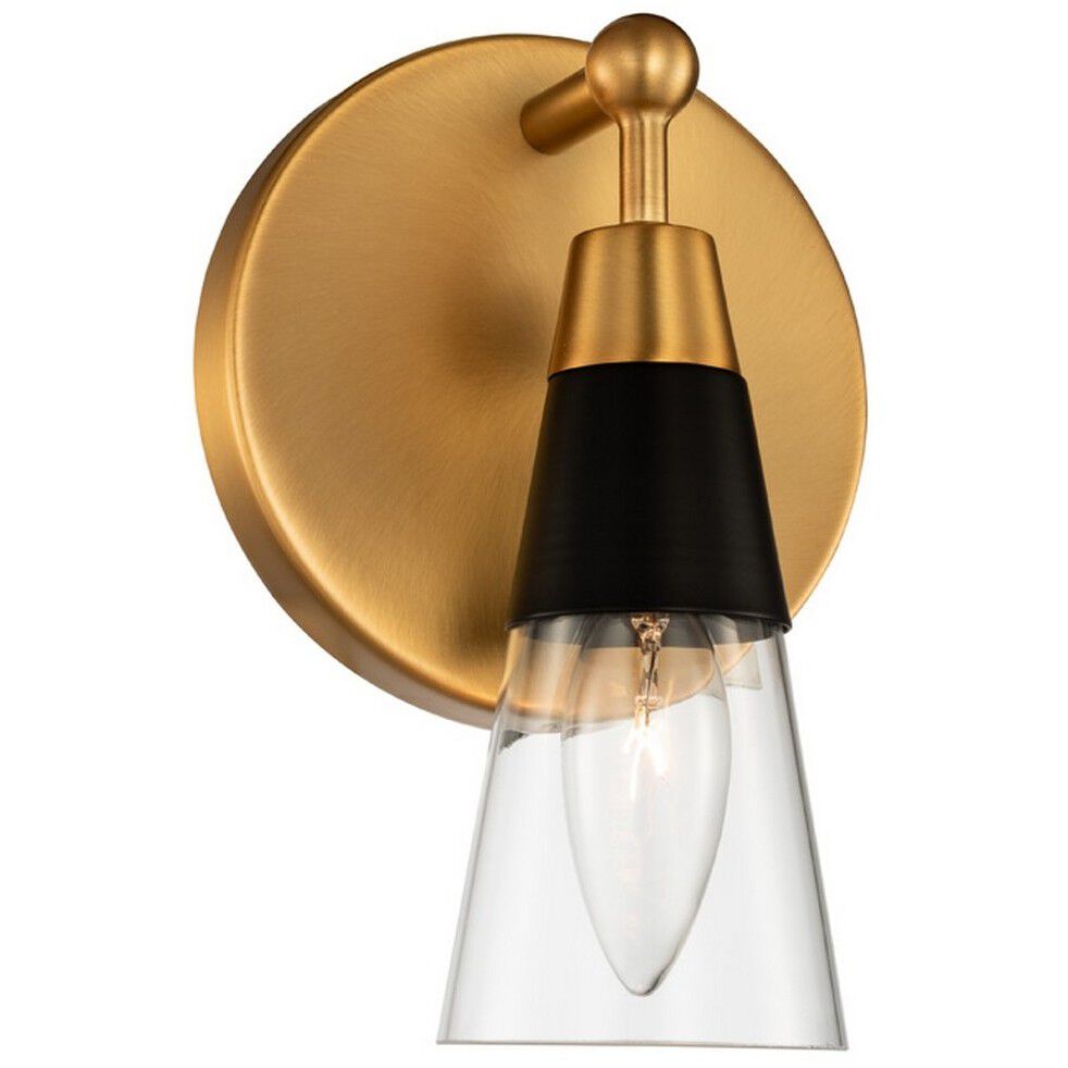 Ponti Wall Sconce Wall Light in Matte Black With New Brass