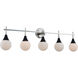 Bogart 5 Light 39 inch Matte Black with Polished Nickel Bath Vanity Wall Light