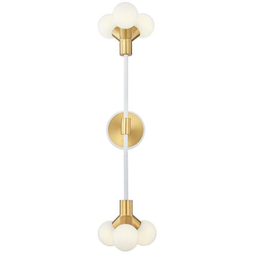 Tres 6 Light 6.88 inch White and New Brass Wall Sconce Wall Light
