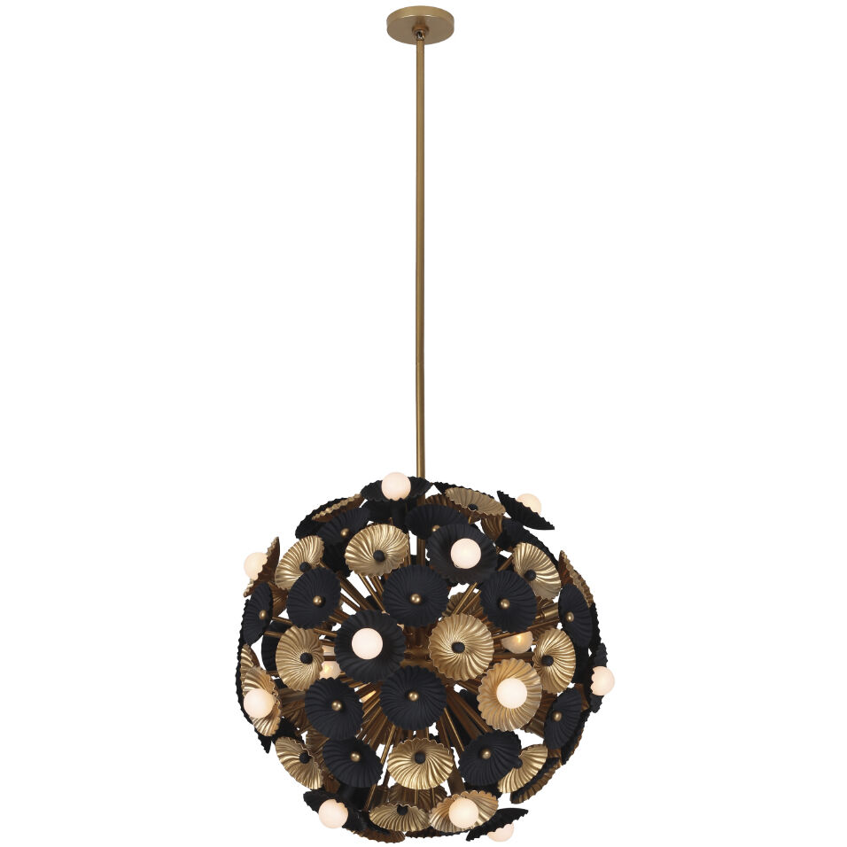 Damask 28 Light 28 inch Black and Vintage Brass Pendant Ceiling Light