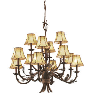 Ponderosa 12 Light 35 inch Ponderosa Chandelier Ceiling Light in Without Glass, Leather-wrapped