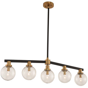 Cameo 5 Light 40 inch Matte Black Finish with Brushed Pearlized Brass Island Light Ceiling Light in Matte Black with Brushed Pearlized Brass