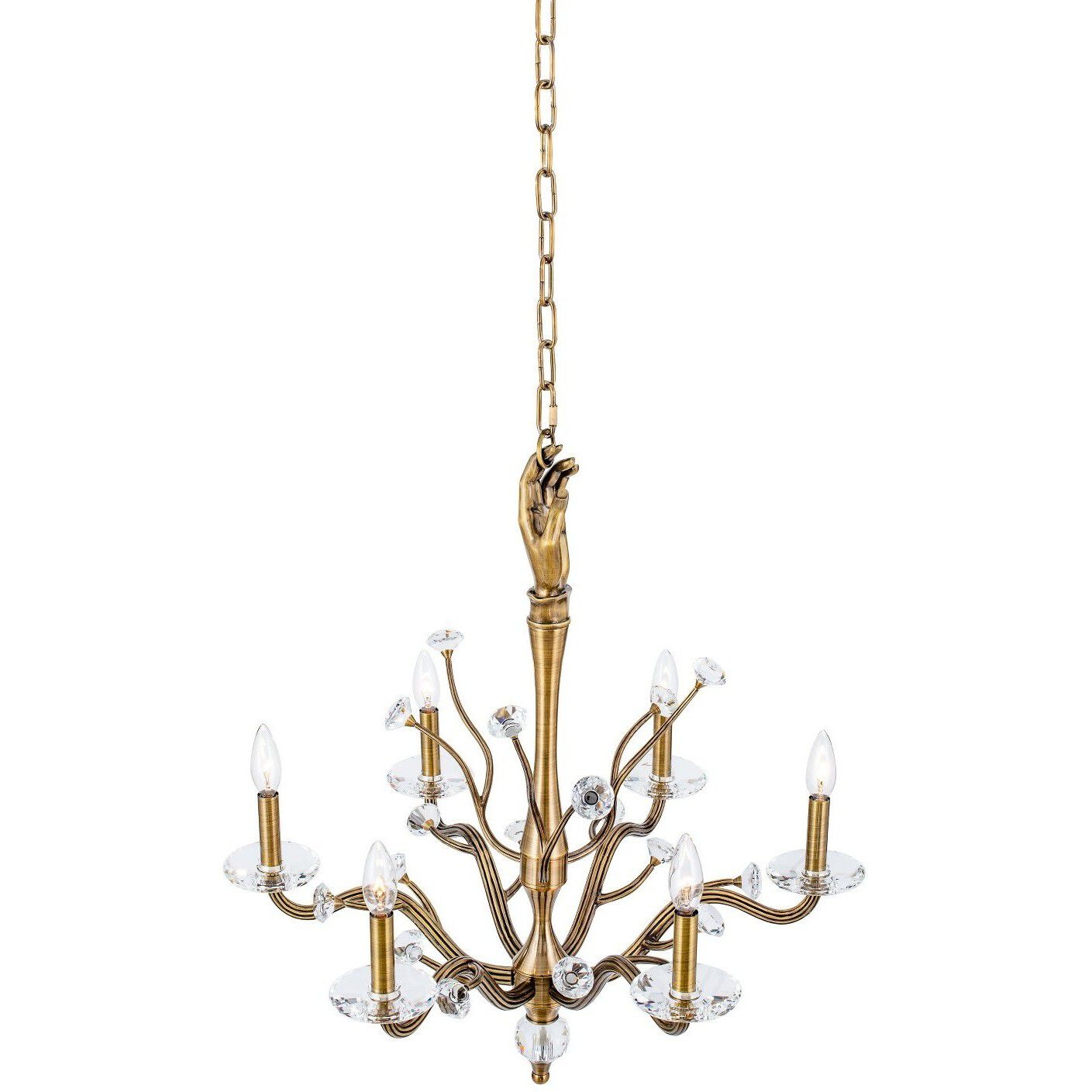 Venus 6 Light 26 inch Historic Brass Chandelier Ceiling Light