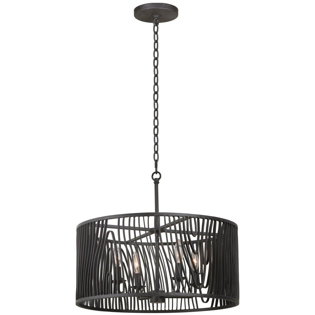 Morre 4 Light 21 inch Black Iron Convertible Pendant Ceiling Light