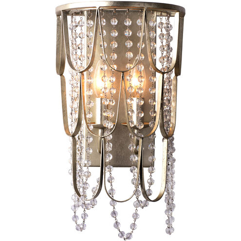 Dulce 2 Light 9 inch Champagne Silver Leaf Wall Sconce Wall Light