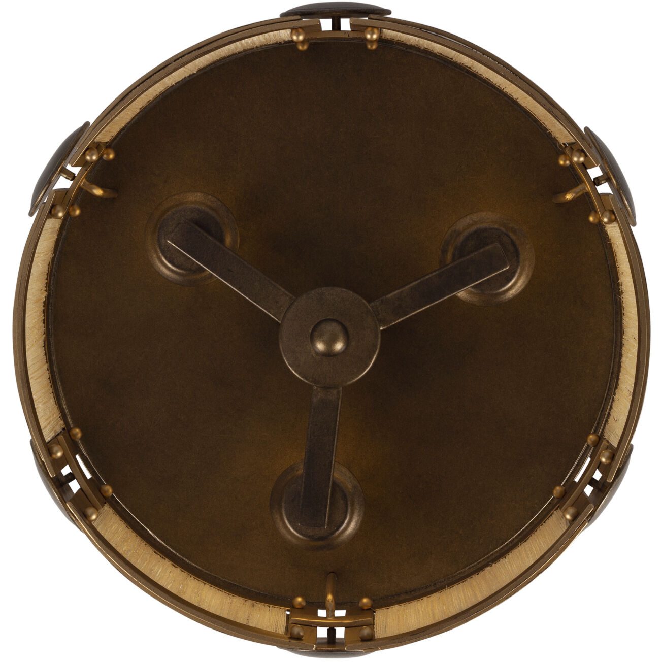 Button 3 Light 18 inch Pearlized Antique Brass and Modern Gold Semi Flush Mount Ceiling Light