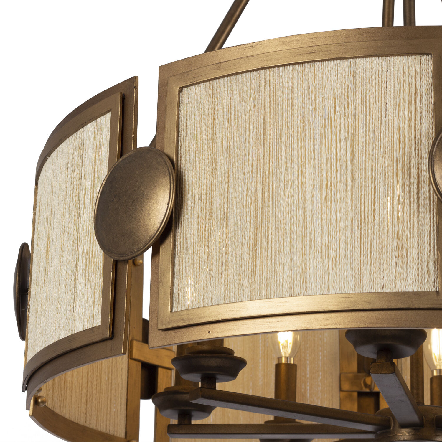 Button 8 Light 29 inch Pearlized Antique Brass and Modern Gold Pendant Ceiling Light