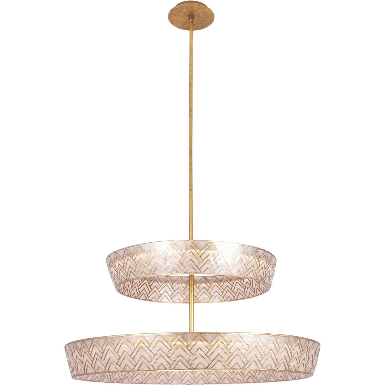 Geo 39 inch Oxidized Gold Leaf Pendant Ceiling Light