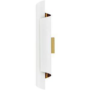 Piaga 2 Light 4 inch Matte White and Polished Brass Wall Sconce Wall Light
