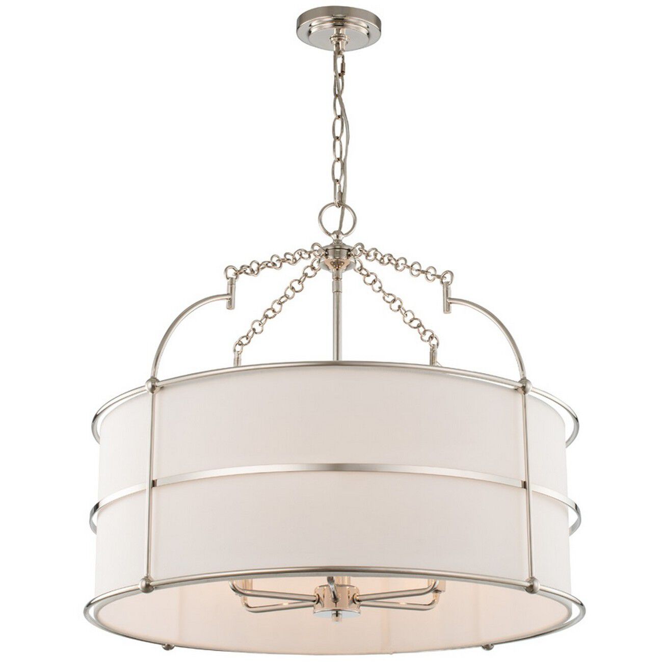 Carson 6 Light 26 inch Polished Nickel Pendant Chandelier Ceiling Light in Off White