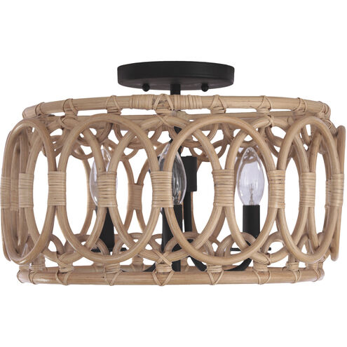 Tablas 3 Light 16 inch Matte Black Semi Flush Ceiling Light