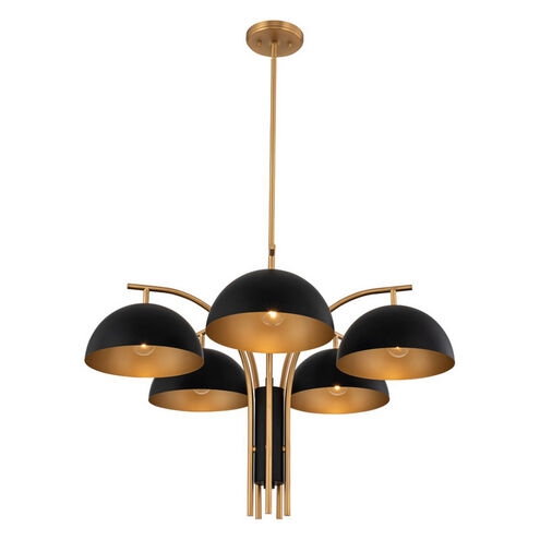 skuffet rygte for mig Kalco 513772BNB Marcel 5 Light 30 inch Matte Black with New Brass  Chandelier Ceiling Light