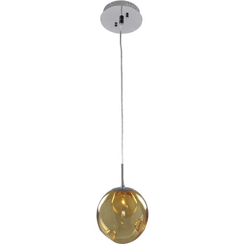 Meteor 1 Light 6 inch Chrome Mini Pendant Ceiling Light in Amber