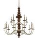 Lassen 15 Light 38 inch Champagne Gold Chandelier Ceiling Light