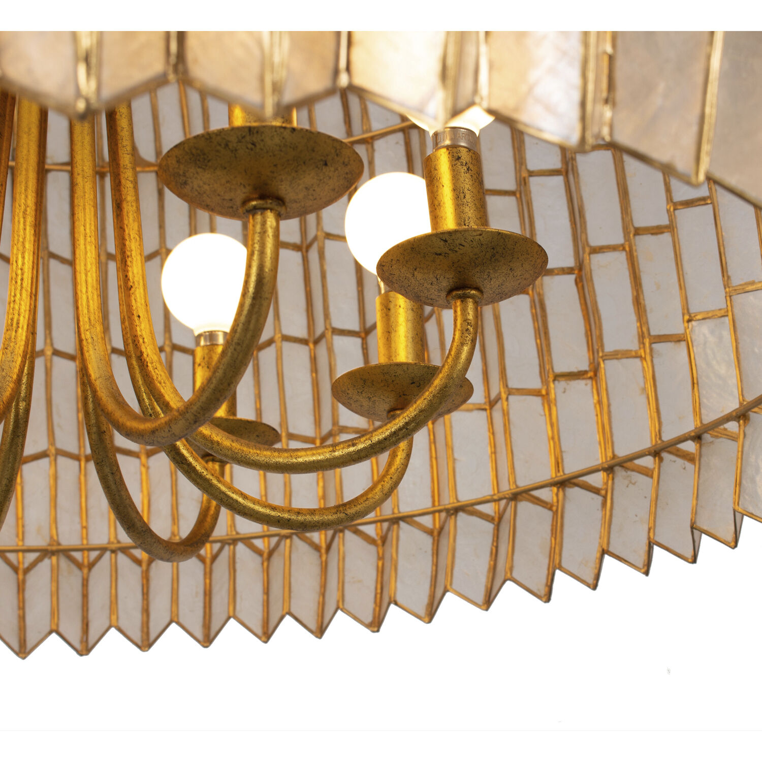 Fractal 8 Light 28 inch Oxidized Gold Leaf Chandelier Ceiling Light