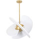 Rotary 4 Light 24 inch Bright Gold Leaf and White Pendant Ceiling Light