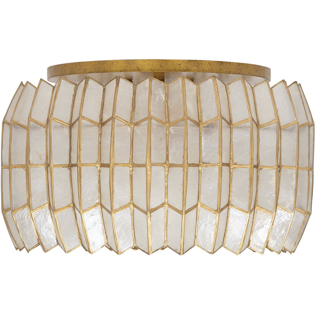 Fractal 1 Light 14 inch Oxidized Gold Leaf Semi Flush Mount Ceiling Light