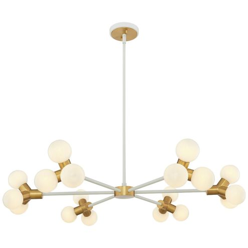 Tres 18 Light 36 inch White and New Brass Chandelier Ceiling Light