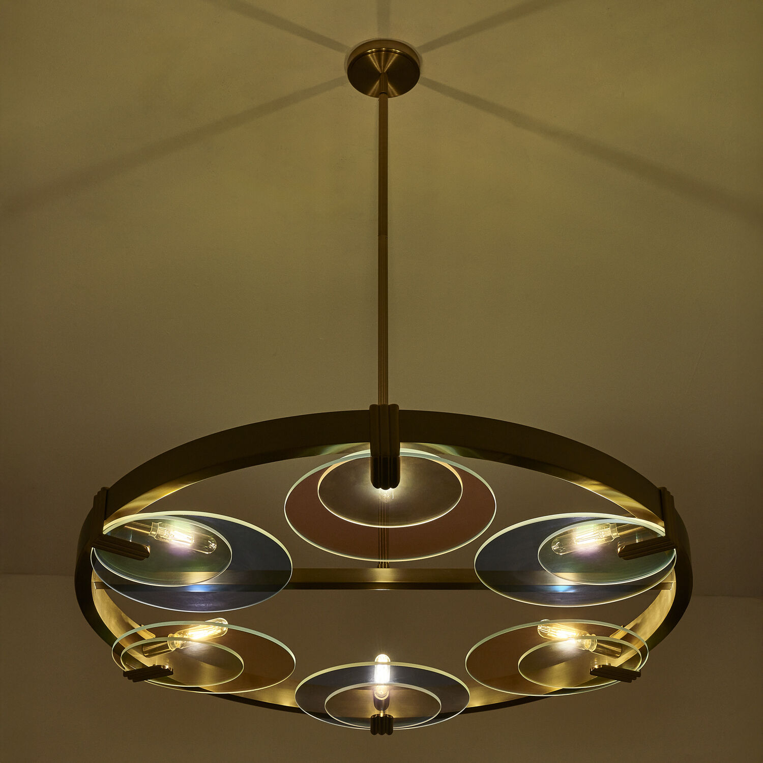 Optics 6 Light 36 inch Winter Brass Chandelier Ceiling Light