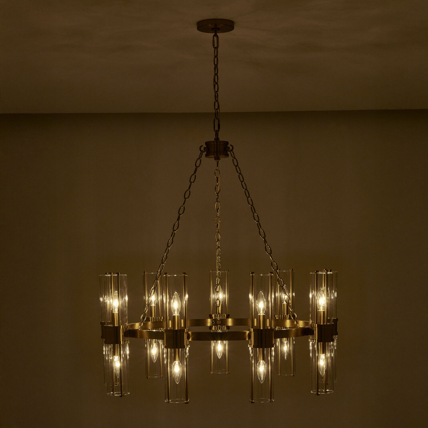 Duet 18 Light 36 inch Vintage Brass Pendant Ceiling Light