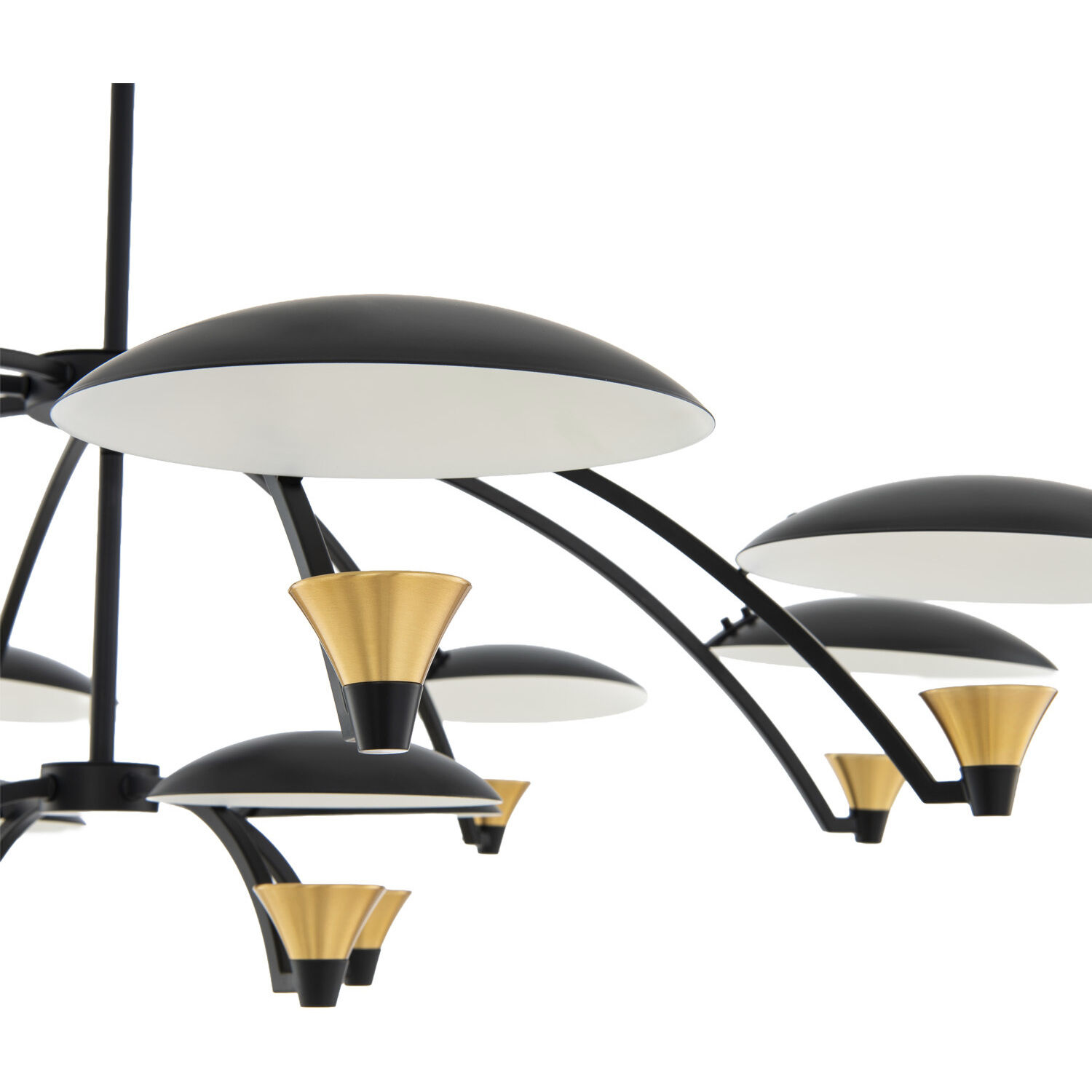 Redding LED 45 inch Matte Black with White and Brass Accent Chandelier Ceiling Light