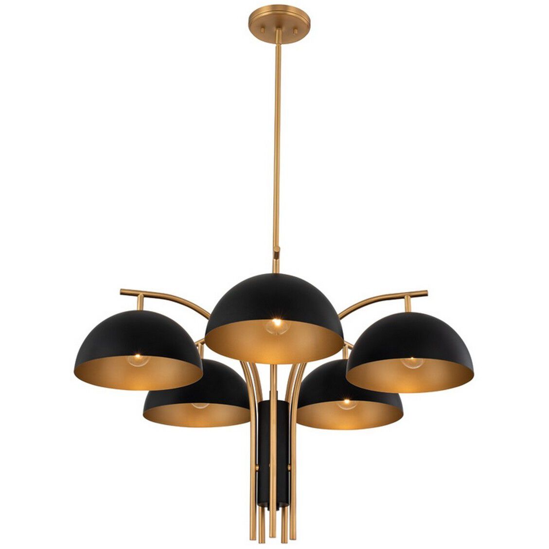 Marcel 5 Light 30 inch Matte Black with New Brass Chandelier Ceiling Light
